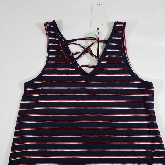 New Stitch Fix LUQ Emmie Cross Front Knit Red White Navy Blue Tank Top Size Smal - Picture 2 of 8